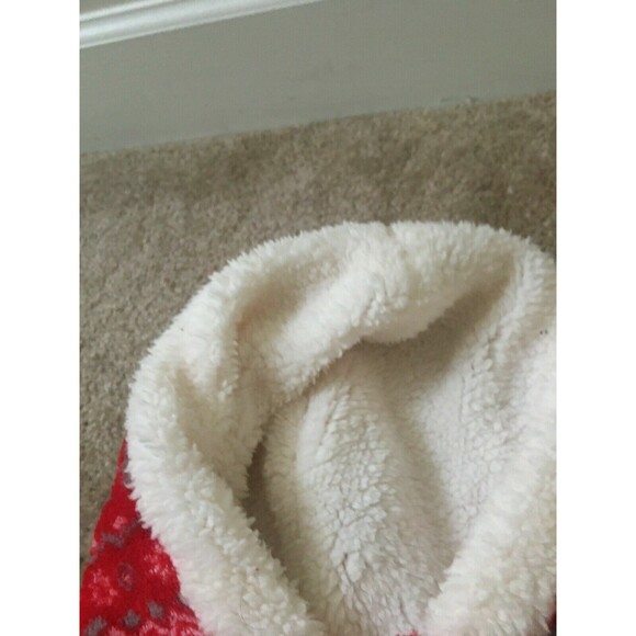 Pet Dog Graphic Print Fleece Faux Fur Vest Jacket Top Holiday Size L Red White - Picture 6 of 10